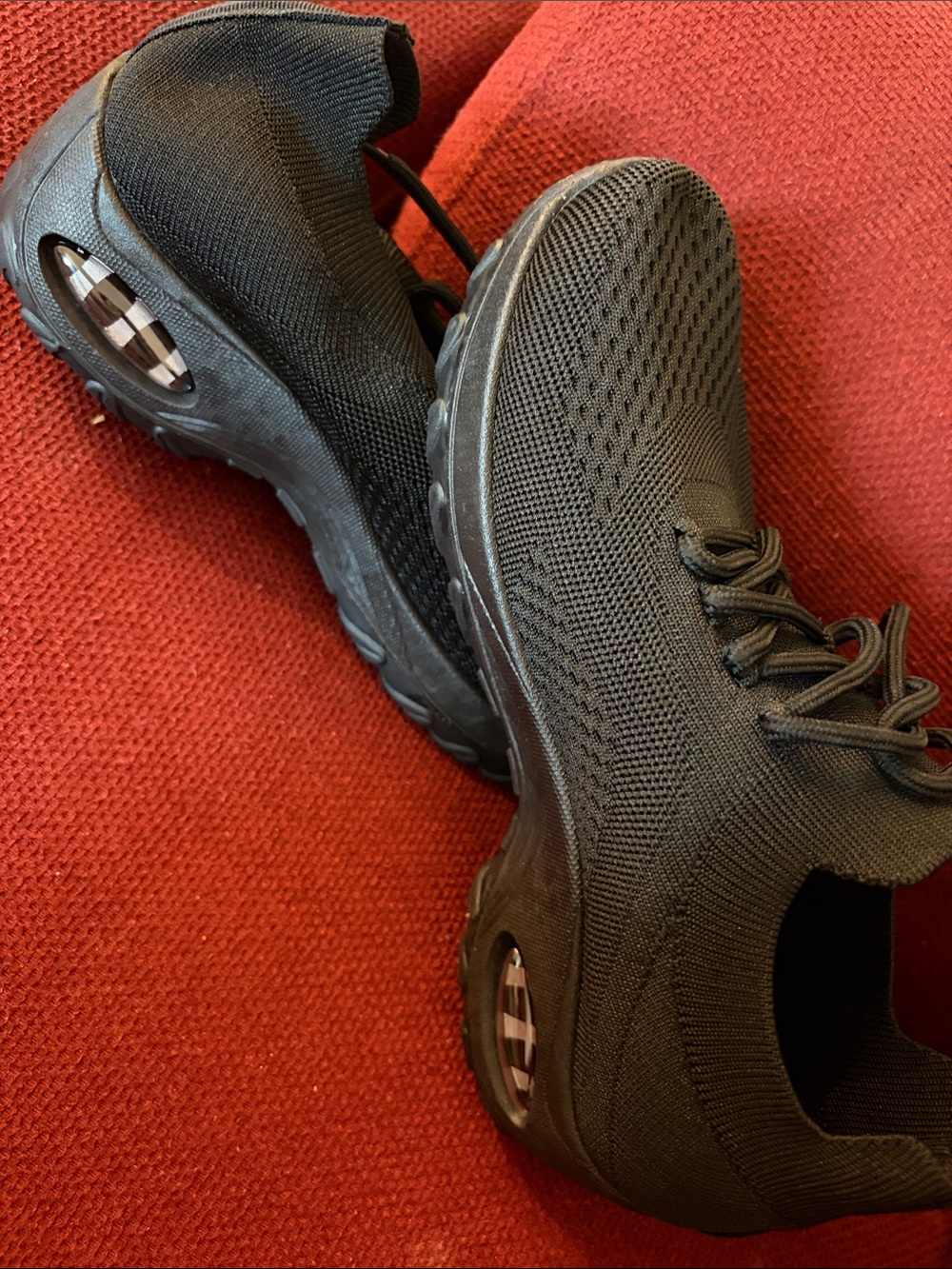 Men's Black Knit Athletic Sneakers - Slip-On Lace Design
